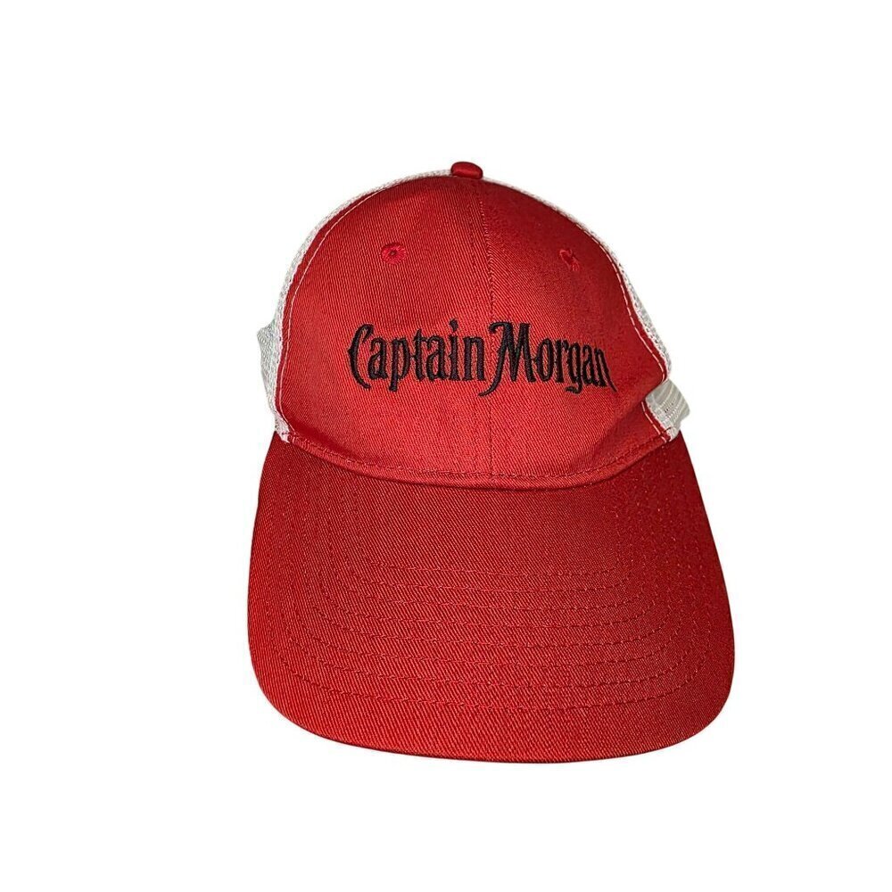 Captain Morgan Red & White Trucker Hat Adjustable Mesh Snapback Embroidered Logo